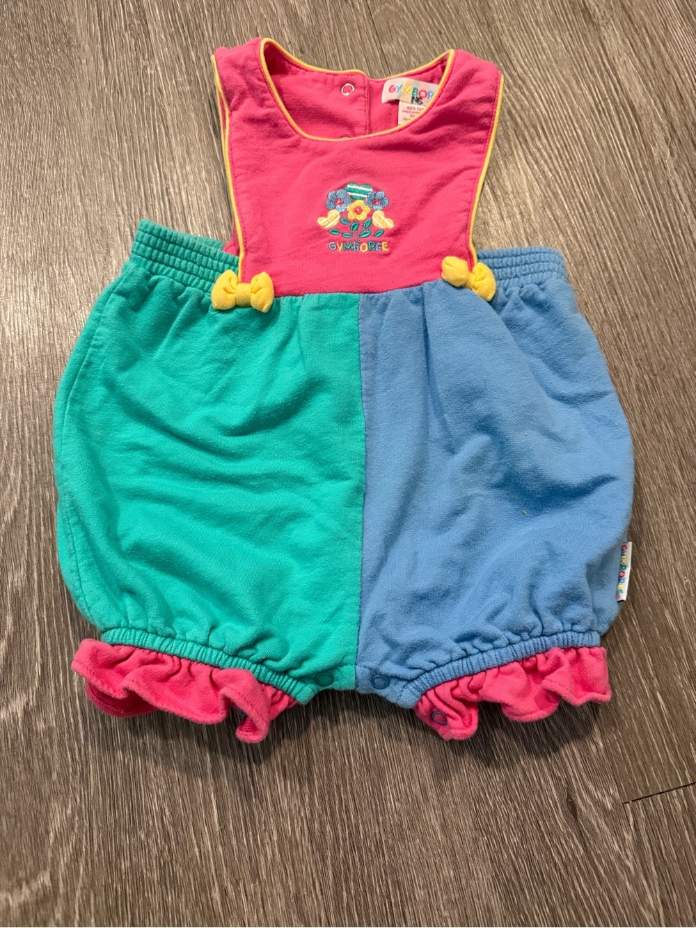 Gymboree Pink Teal Blue Colorblock Baby Romper